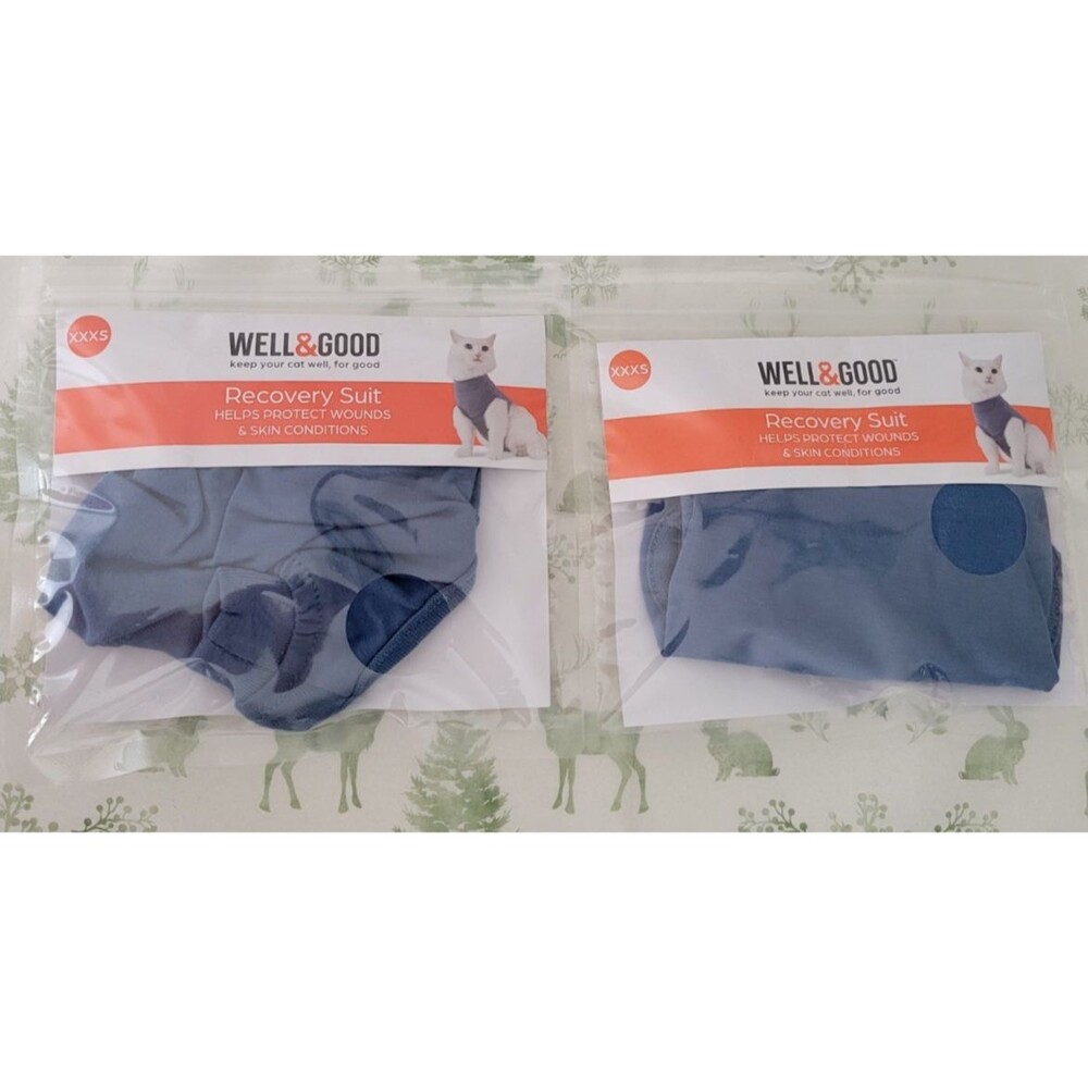 Well & Good XXXS Kitten Recovery Suits Blue Post Surgery Wound Protection 2Pc